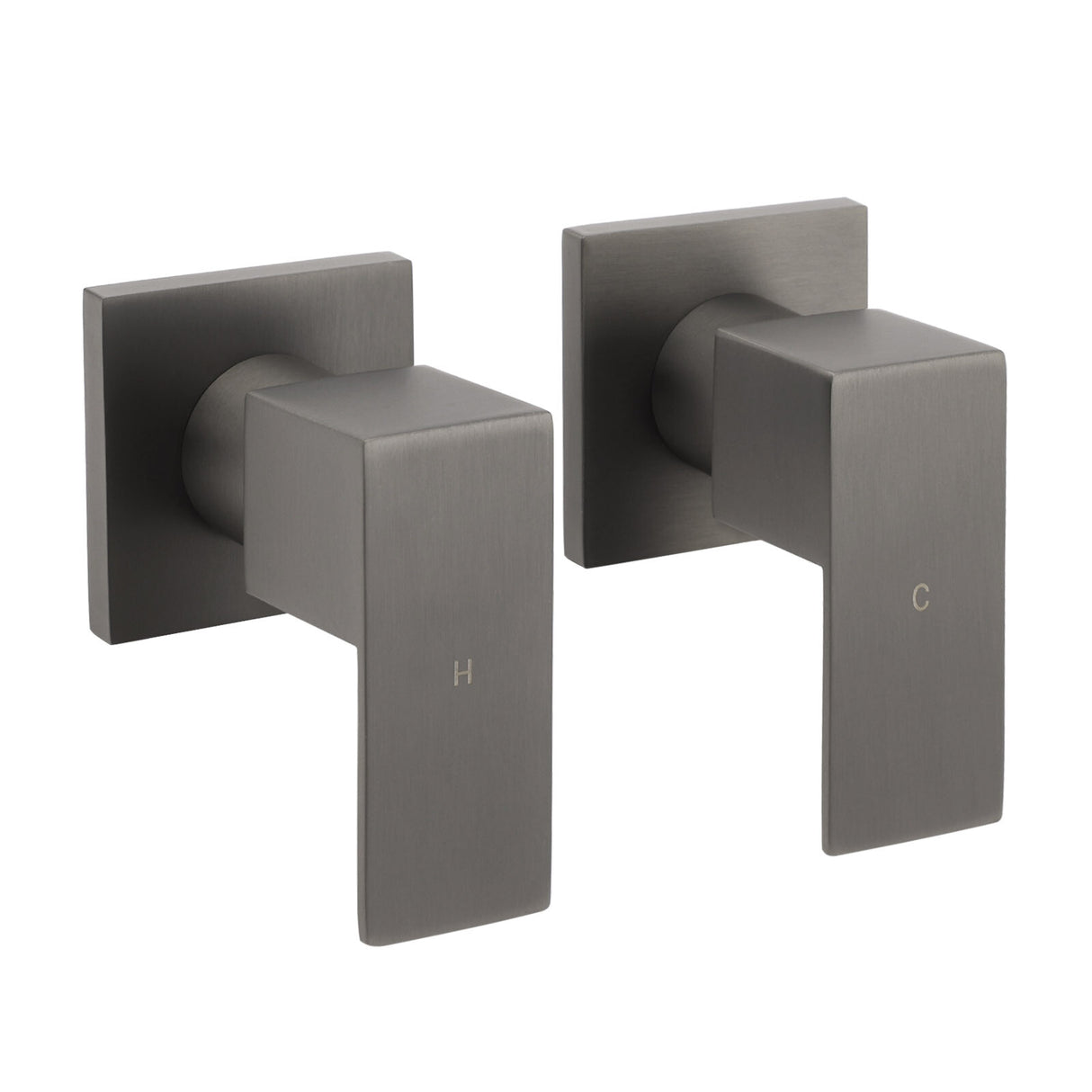Square Quarter Turn Wall Tap Set, Gunmetal Grey