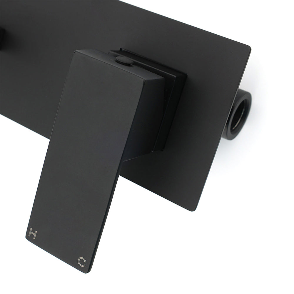 Square Wall Mounted Basin Mixer Tap, Matte Black