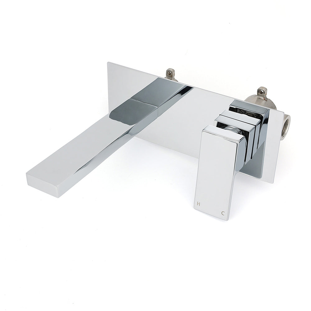 Square Wall Mounted Basin Mixer Tap, Chrome