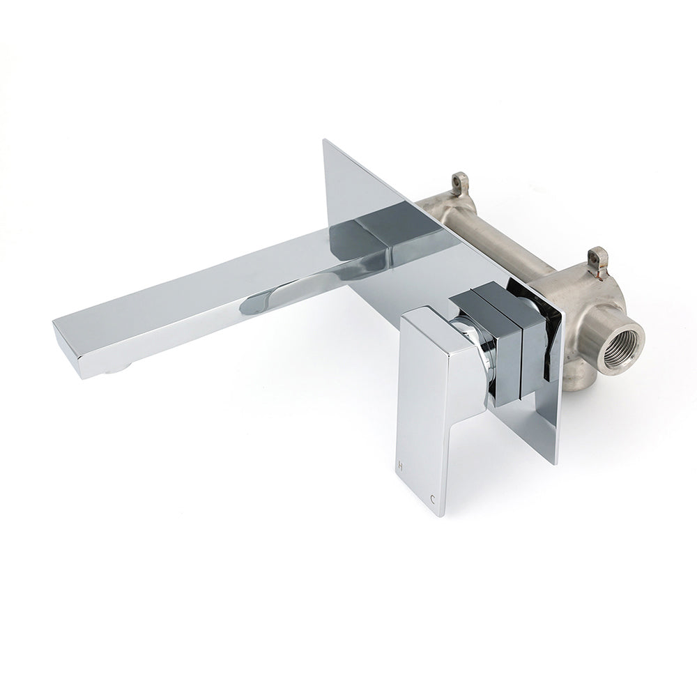 Square Wall Mounted Basin Mixer Tap, Chrome