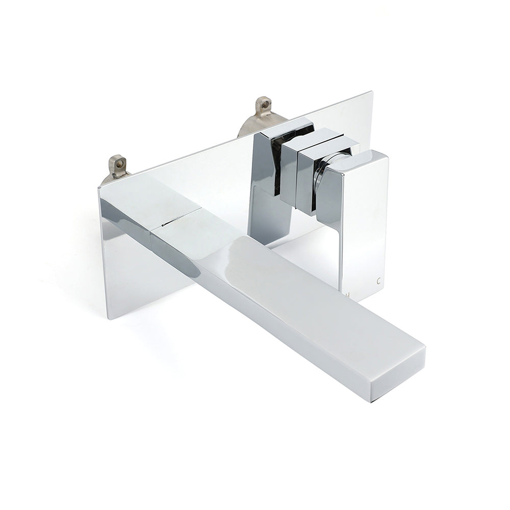 Square Wall Mounted Basin Mixer Tap, Chrome