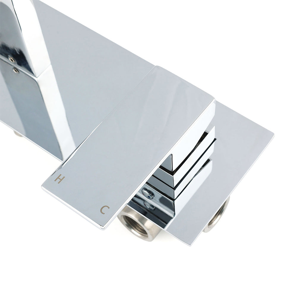 Square Wall Mounted Basin Mixer Tap, Chrome