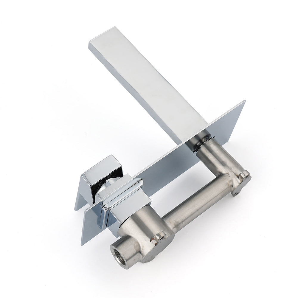 Square Wall Mounted Basin Mixer Tap, Chrome