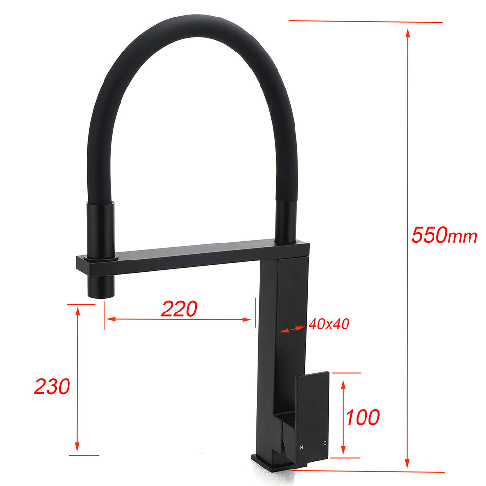 Pull Out Kitchen Mixer Tap, Swivel Spout, Matte Black