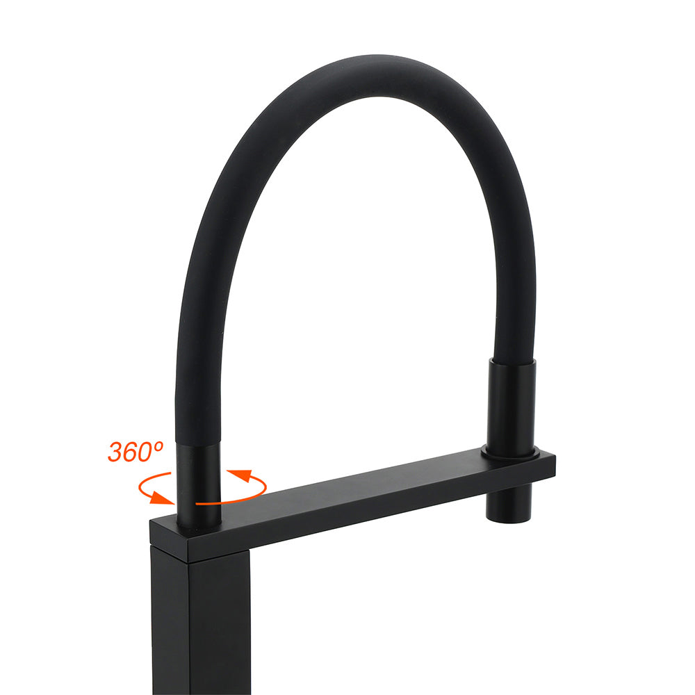 Pull Out Kitchen Mixer Tap, Swivel Spout, Matte Black