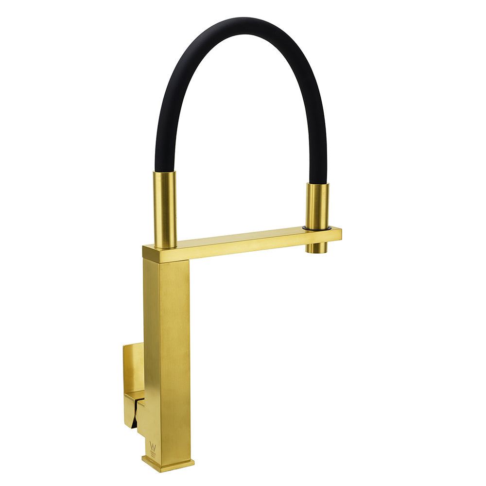 Tall Pull Out Kitchen Sink Mixer Tap, Brushed Gold