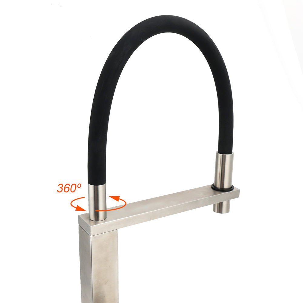 Pull Out Kitchen Mixer Tap, Swivel Spout, Brushed Nickel