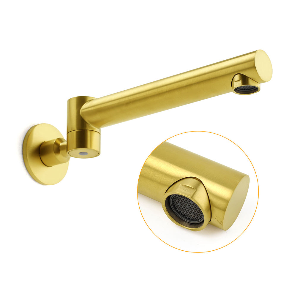 Brushed Gold Round Swivel Bath Spout Wall Mounted image 3