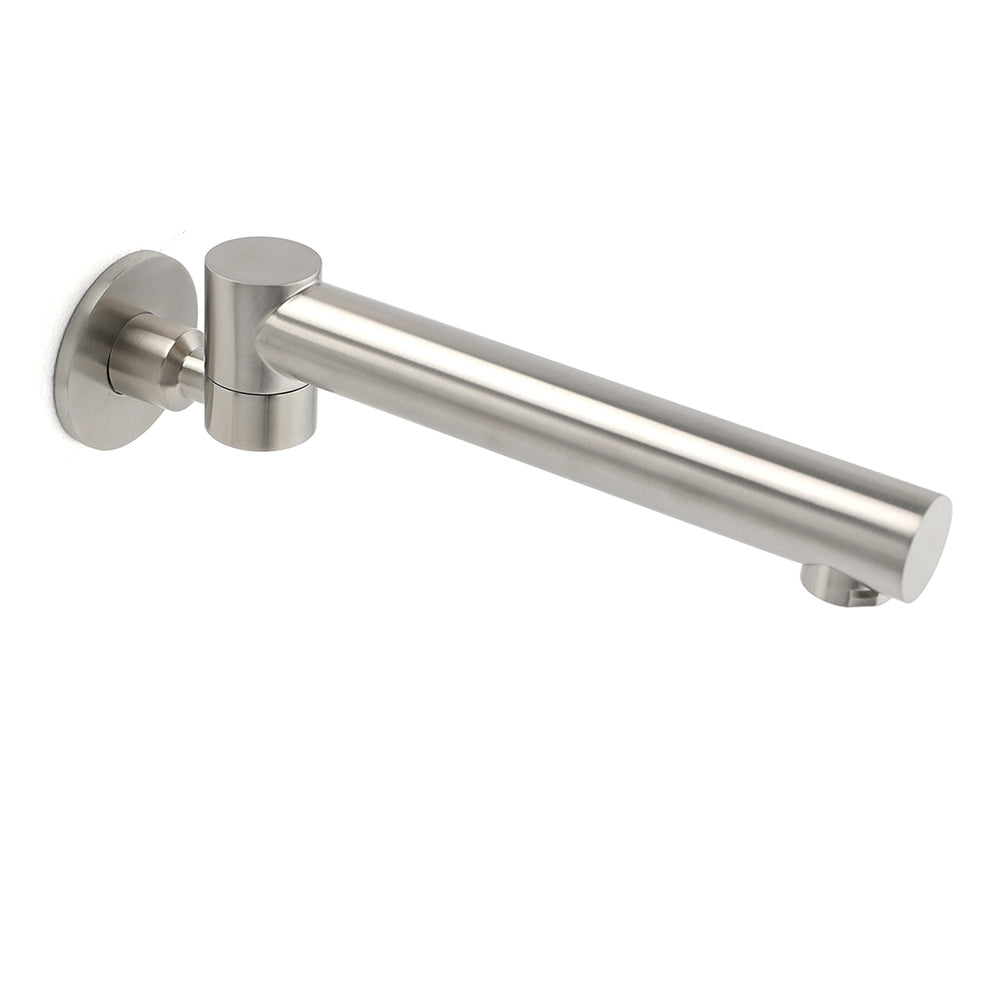 Brushed Nickel Round Wall Mounted Bath Spout Outlet 180 Degree Swivel