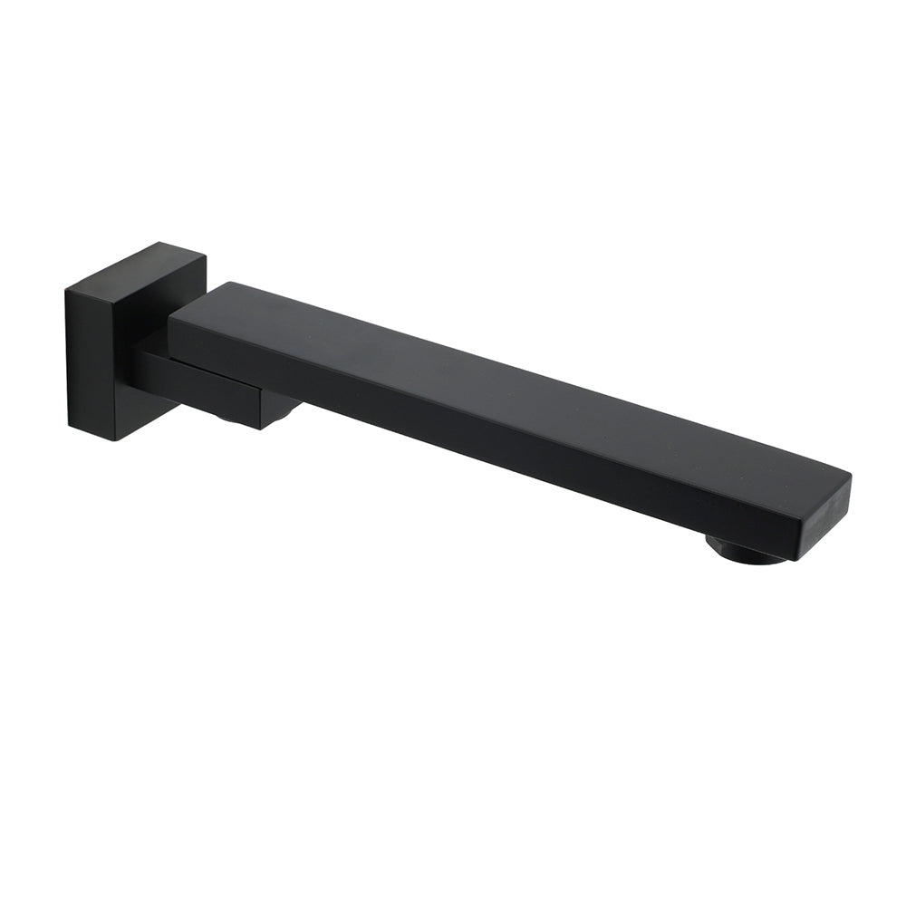 Matte Black Square Wall Mounted Bath Spout Outlet 180 Degree Swivel