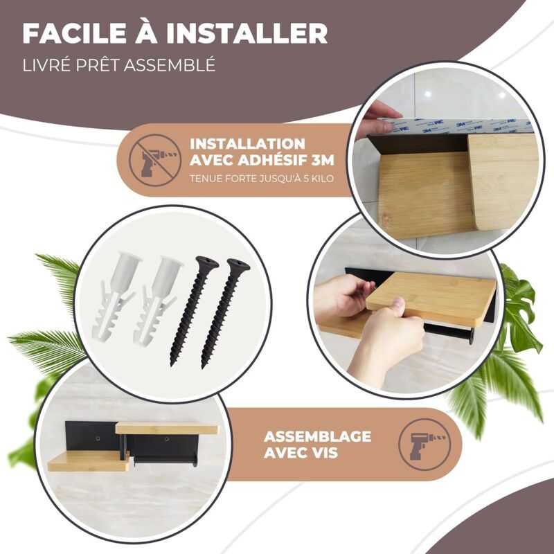 Adhesive backing of the bamboo toilet paper holder shown before fitting