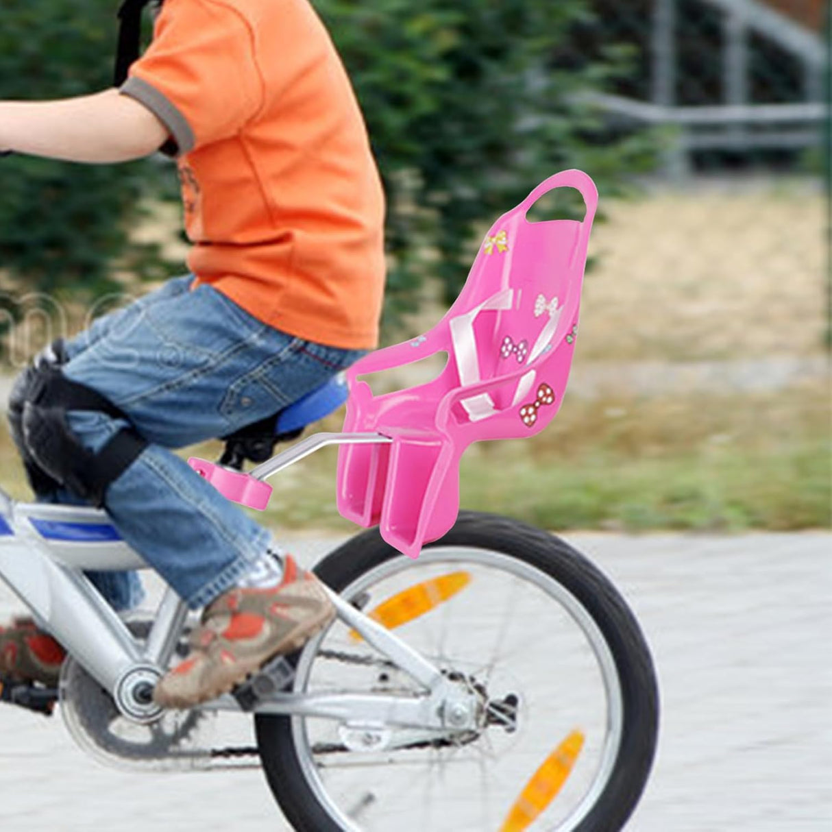 Kids Doll Bike Seat with DIY Decal Stickers, Pink