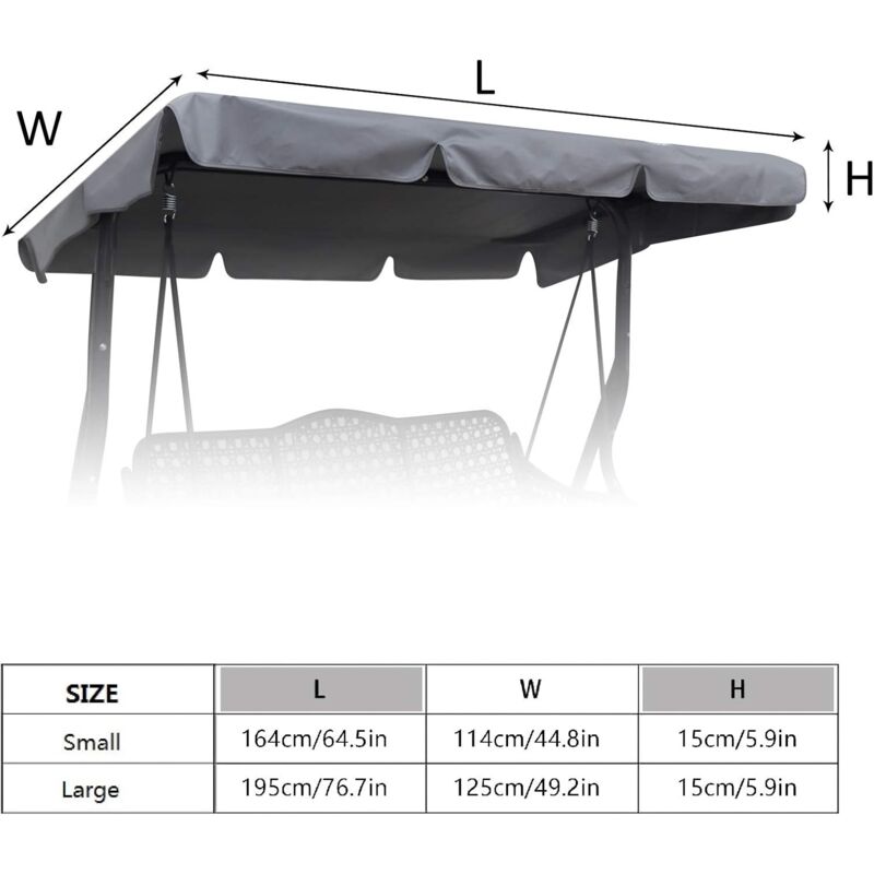 3 Seater Swing Canopy Cover Grey 195 x 125 x 15cm