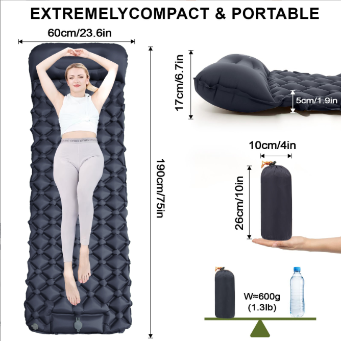 Emerald Self Inflating Camping Mattress, Single, Olive Green