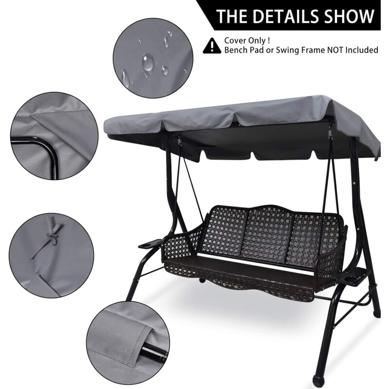 Garden Swing Canopy Replacement Cover 195 x 125 x 15cm