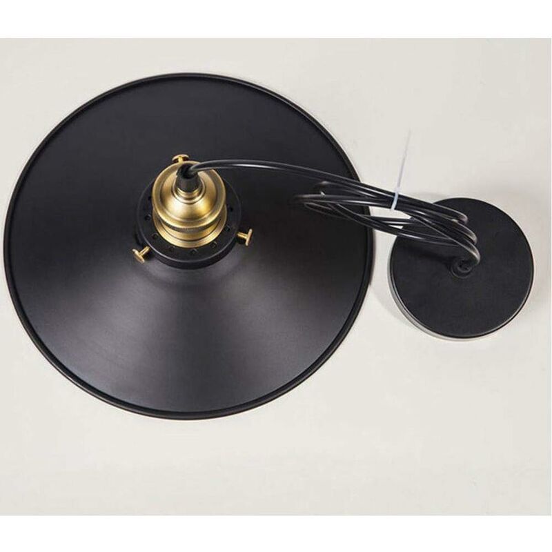 Black industrial metal pendant light, interior setting
