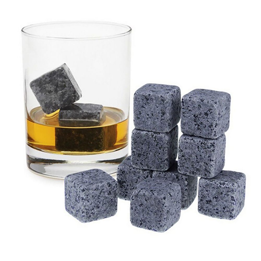 Vico set of nine grey natural soapstone whisky chilling stones