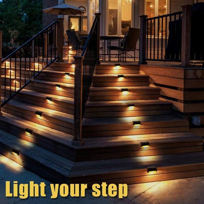 Fasano Solar Step Lights, Warm White, Black Shell, 8 Pack