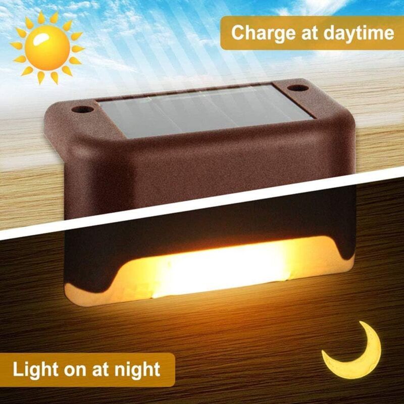 Fasano Solar Step Lights, Warm White, Black Shell, 8 Pack