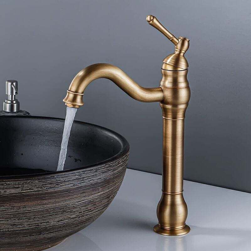 Retro Single Lever Basin Mixer Tap, Brushed Bronze