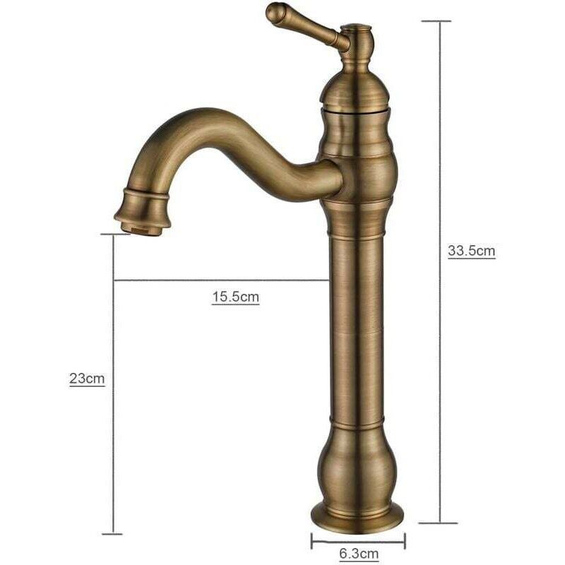 Retro Single Lever Basin Mixer Tap, Brushed Bronze