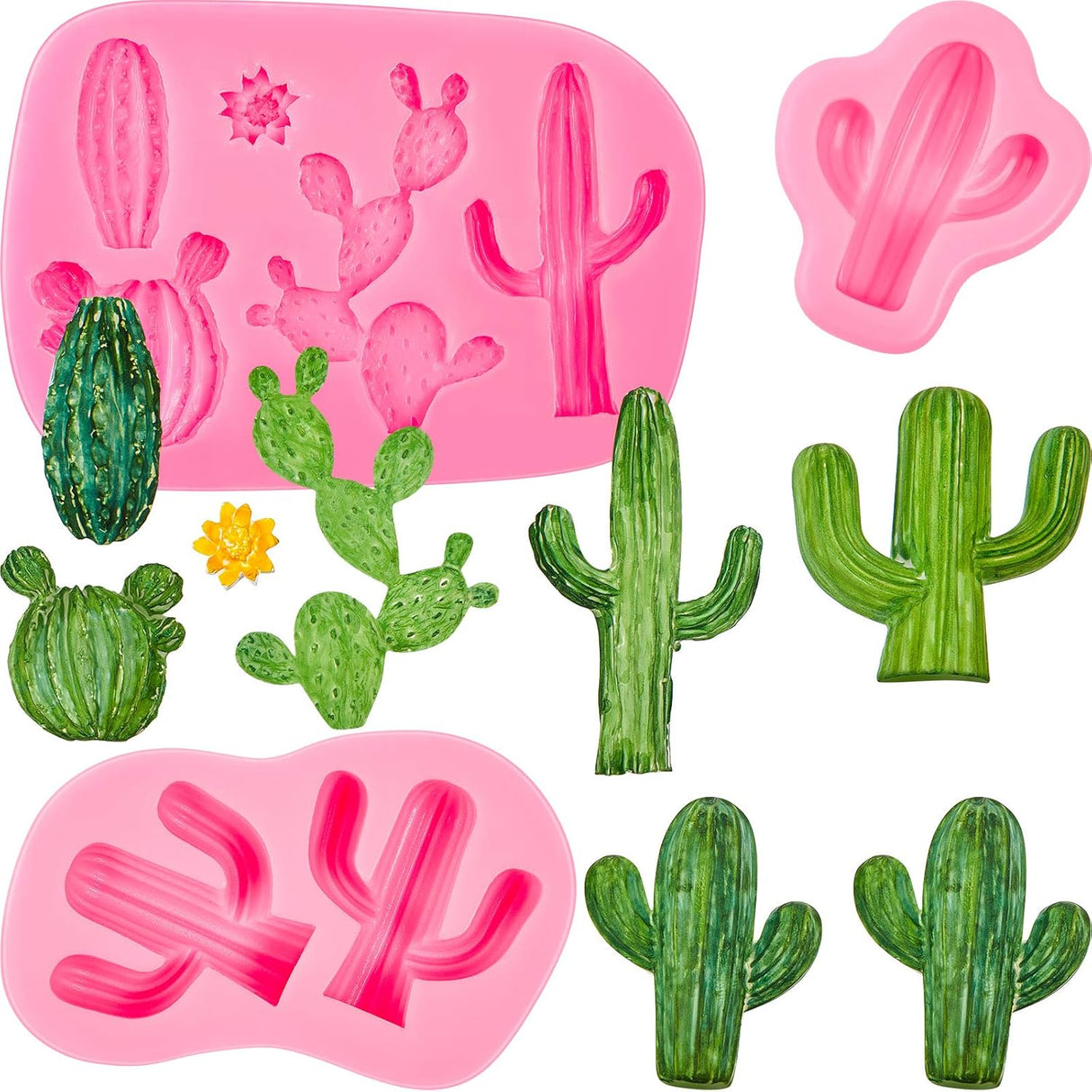Three piece cactus silicone fondant mould set
