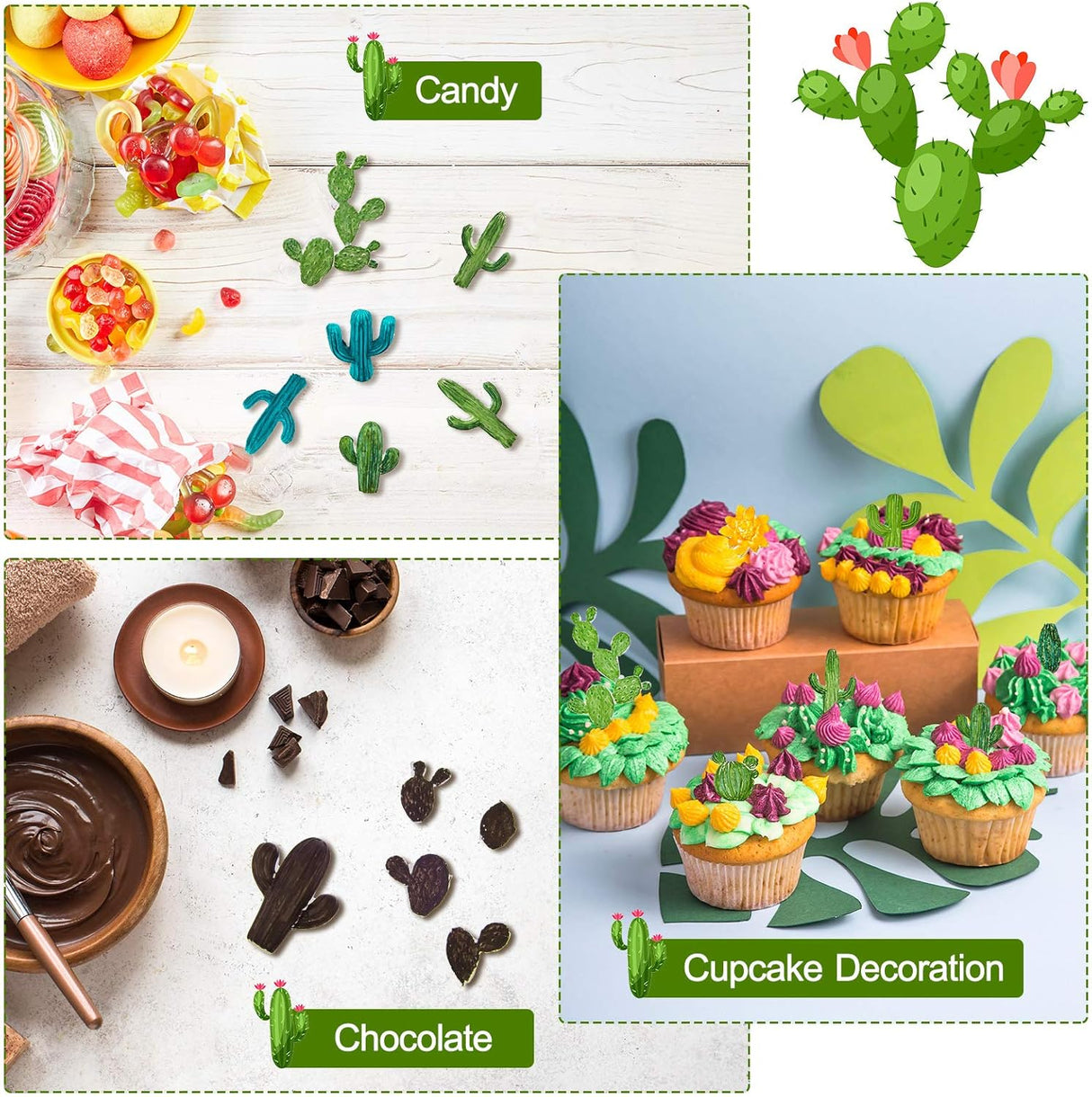 Three piece cactus silicone fondant mould set