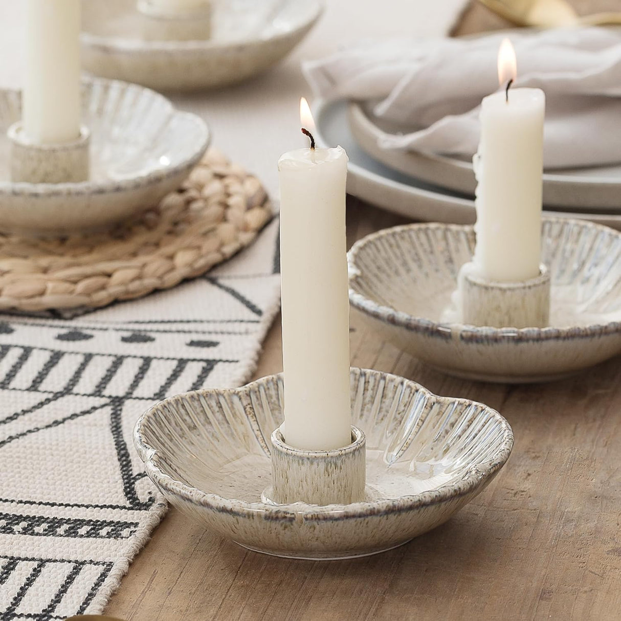 Camel glazed ceramic taper candle holder