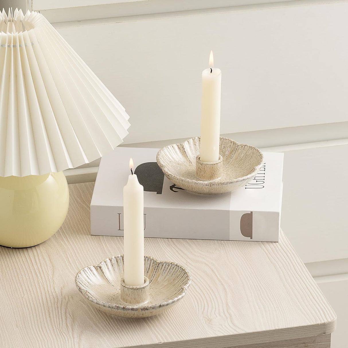 Camel glazed ceramic taper candle holder