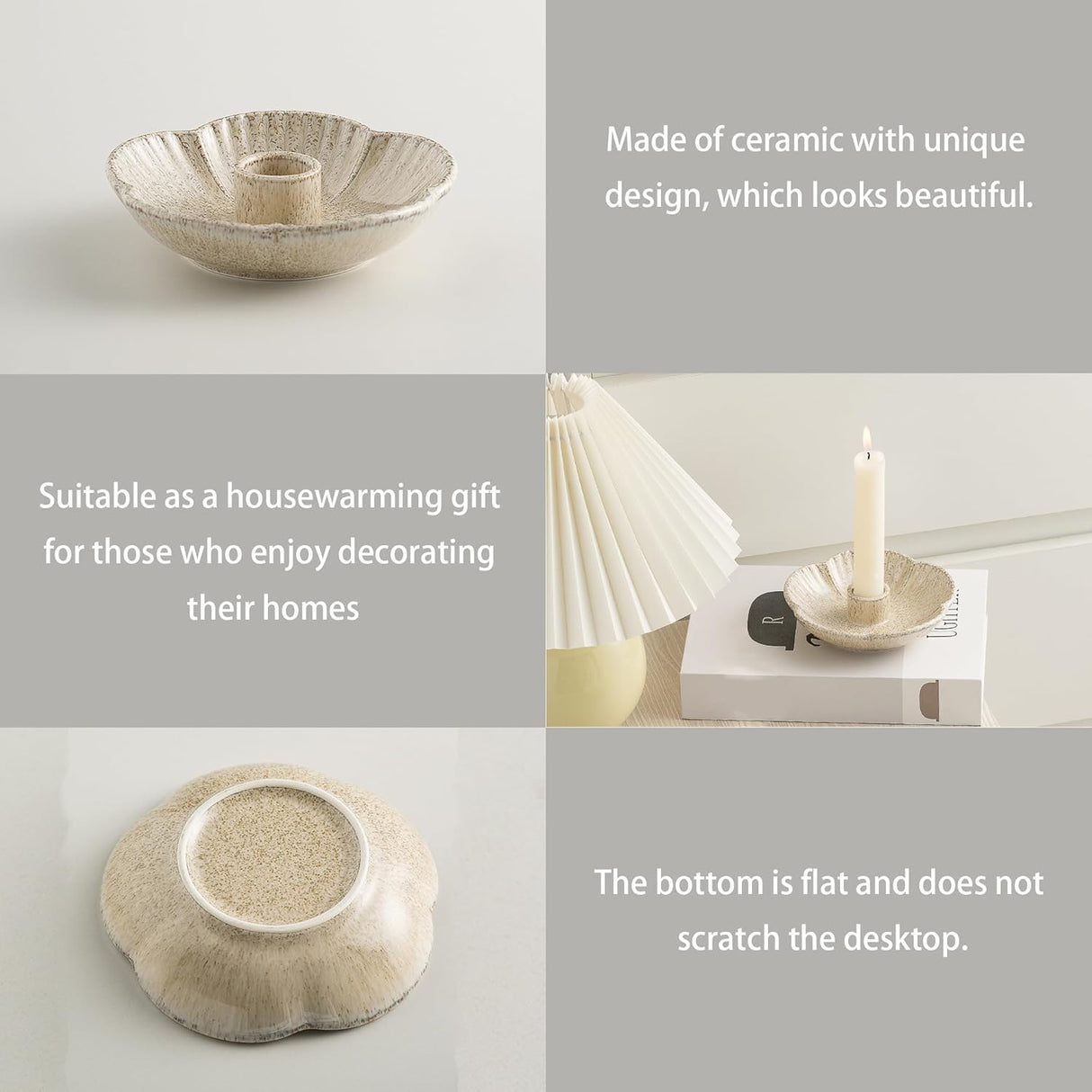 Camel glazed ceramic taper candle holder