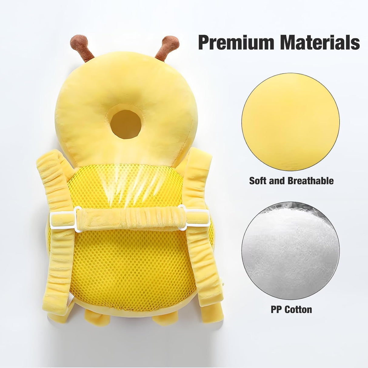 Adjustable straps on toddler head protector