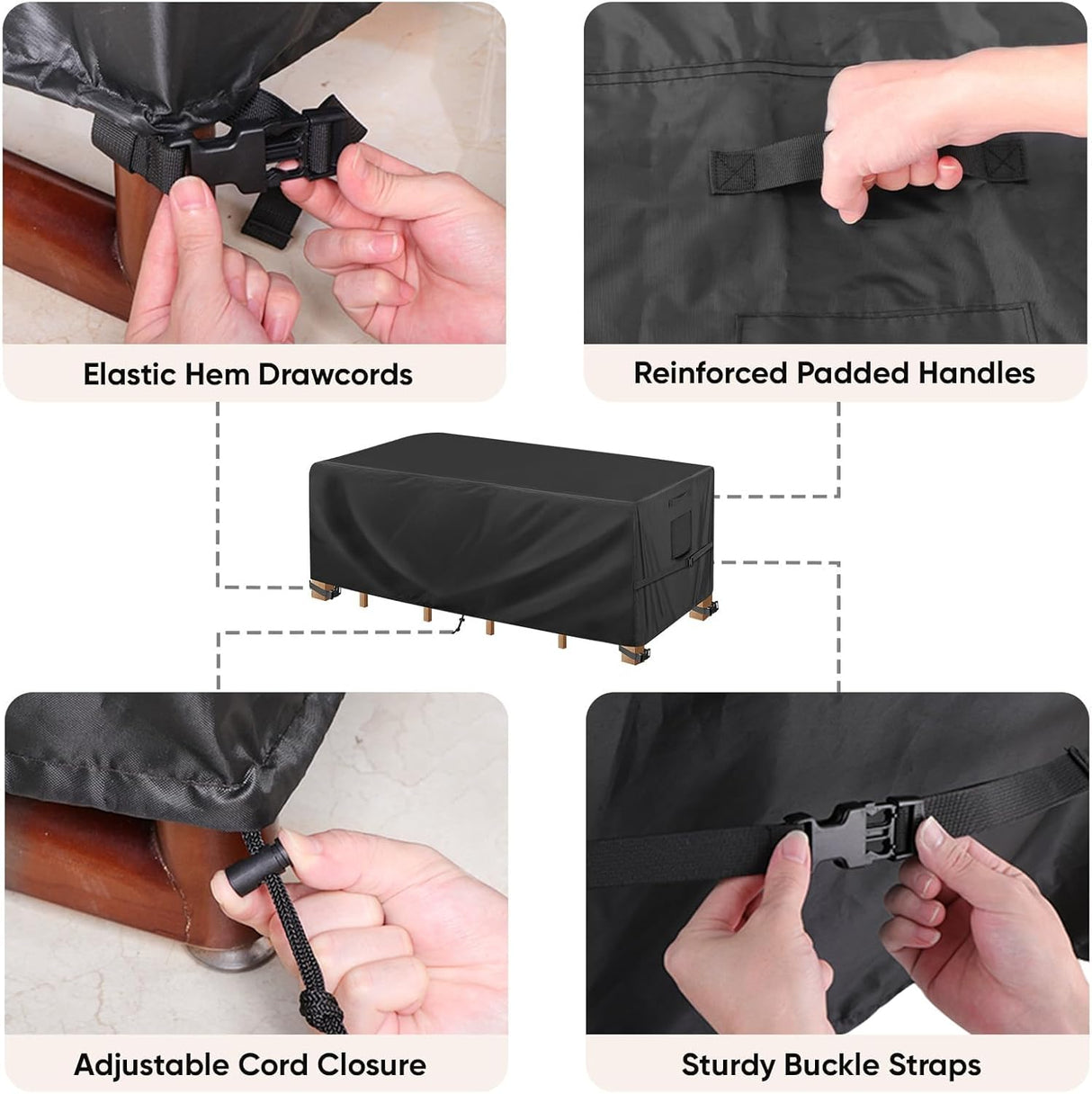 Rectangular Table Cover Oxford 420D, Black 274 x 208 x 71cm