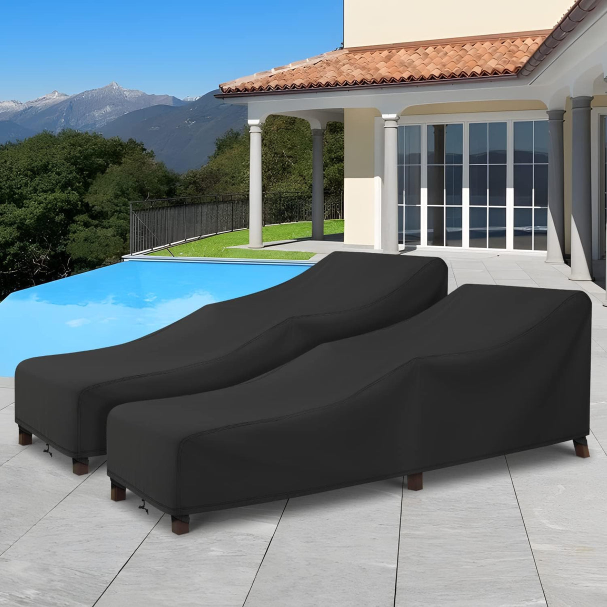 Daydream 2pcs Outdoor Lounge Cover, Black Waterproof