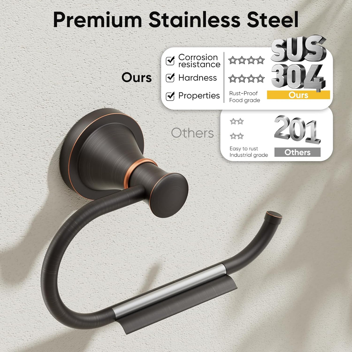 Zinc alloy wall base with concealed screw fixing on the roll holder
