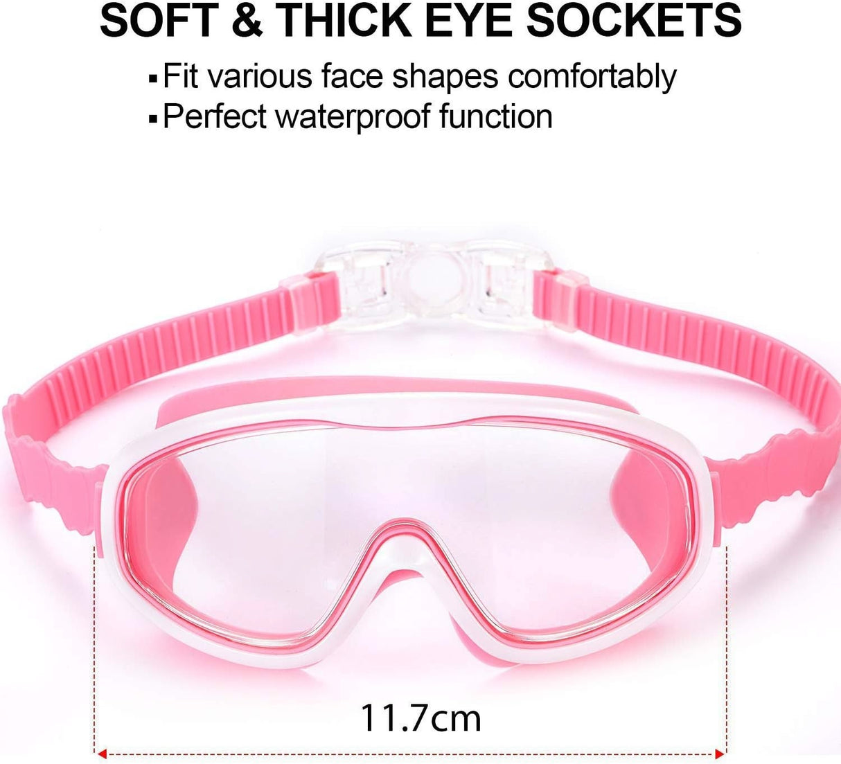 Kids Swimming Goggles with Nose Clips and Ear Plugs, 2 Pack, Purple and Pink