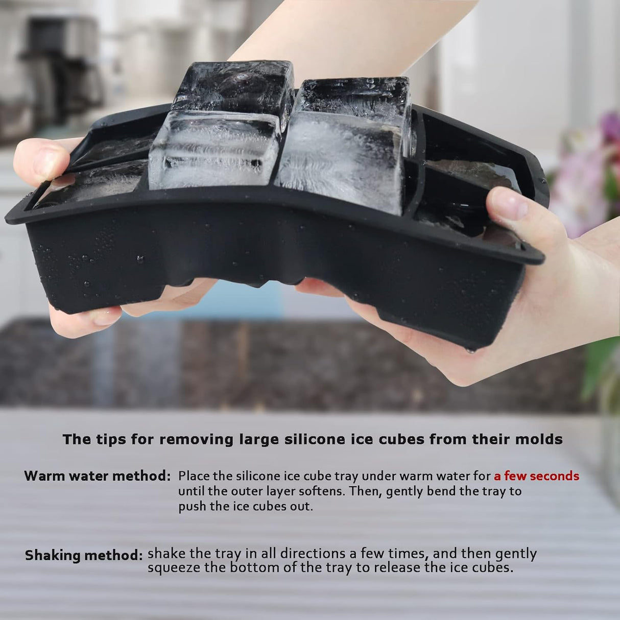 Dispute Ice Cube Tray, Large 2 Inch Square, Silicone with Lid