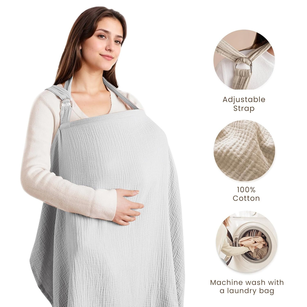 Beige breathable cotton nursing cover