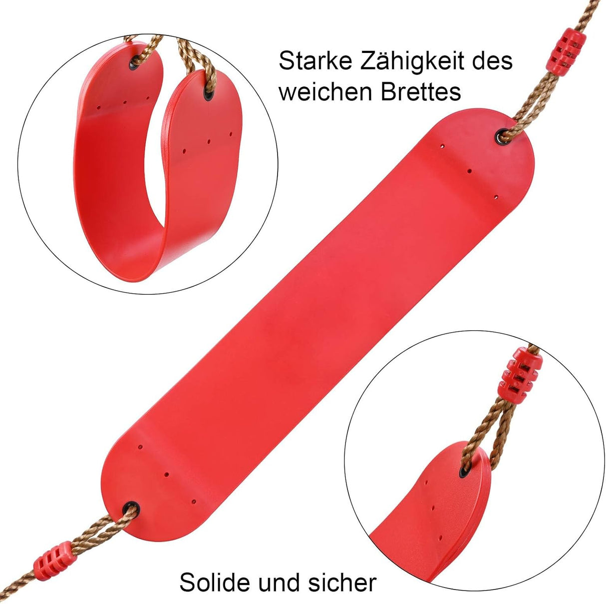 Soft swing seat with adjustable rope and hook