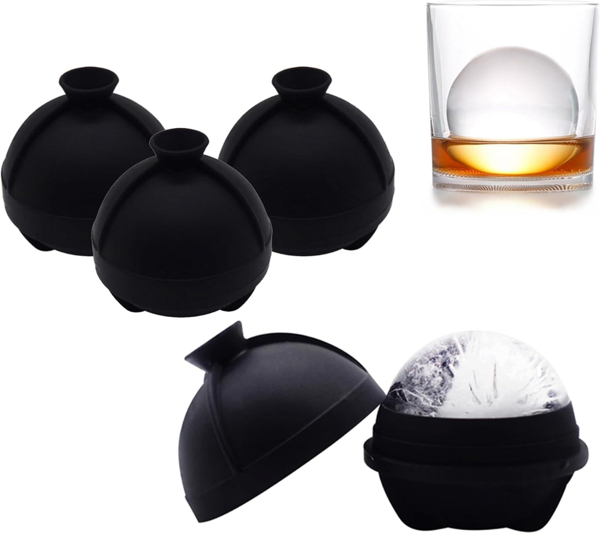 Corbara set of four silicone sphere ice moulds with built in funnel