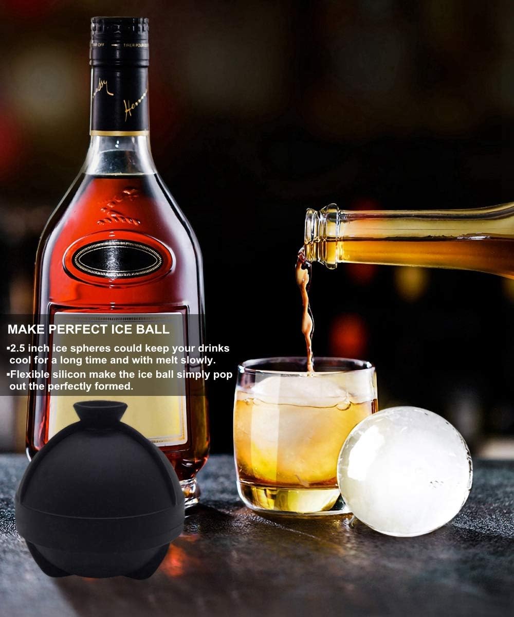 Corbara Ice Ball Mould, Sphere, 2.5 Inch, with Funnel, 4pcs