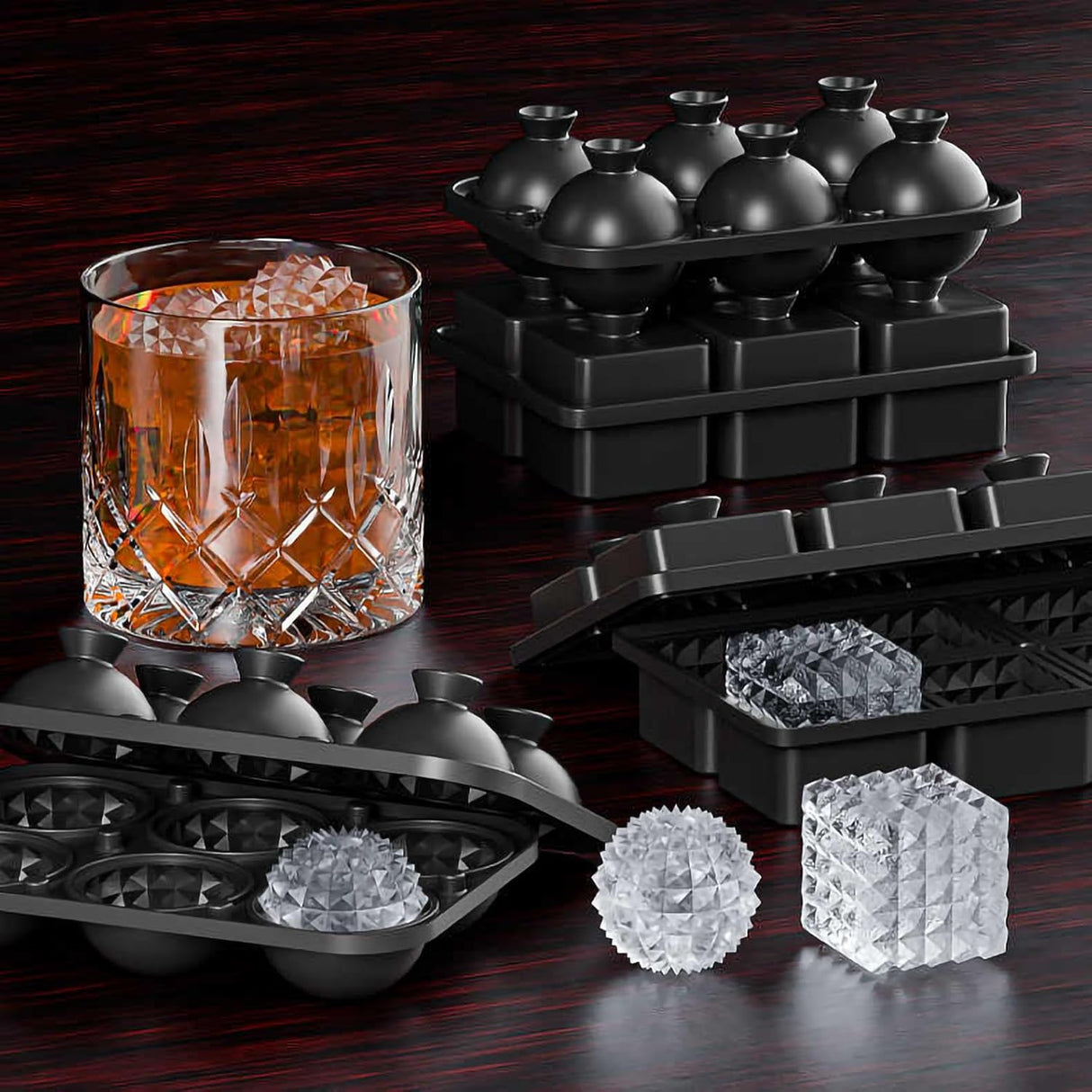 Averno Ice Mould, Etched Sphere, Silicone, 6 Cavity