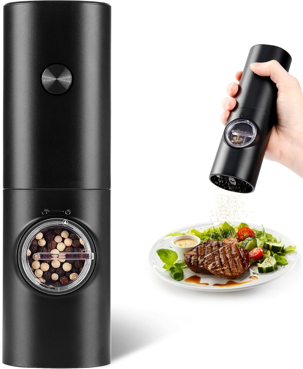 Erice electric salt or pepper grinder in silver with LED light