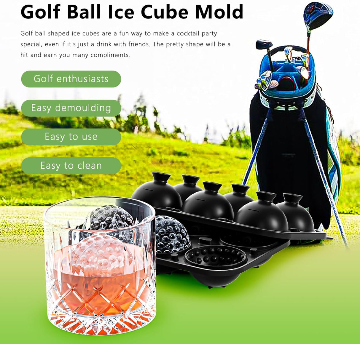 Camp Golf Ball Ice Mould, 2.2 Inch Sphere, Silicone