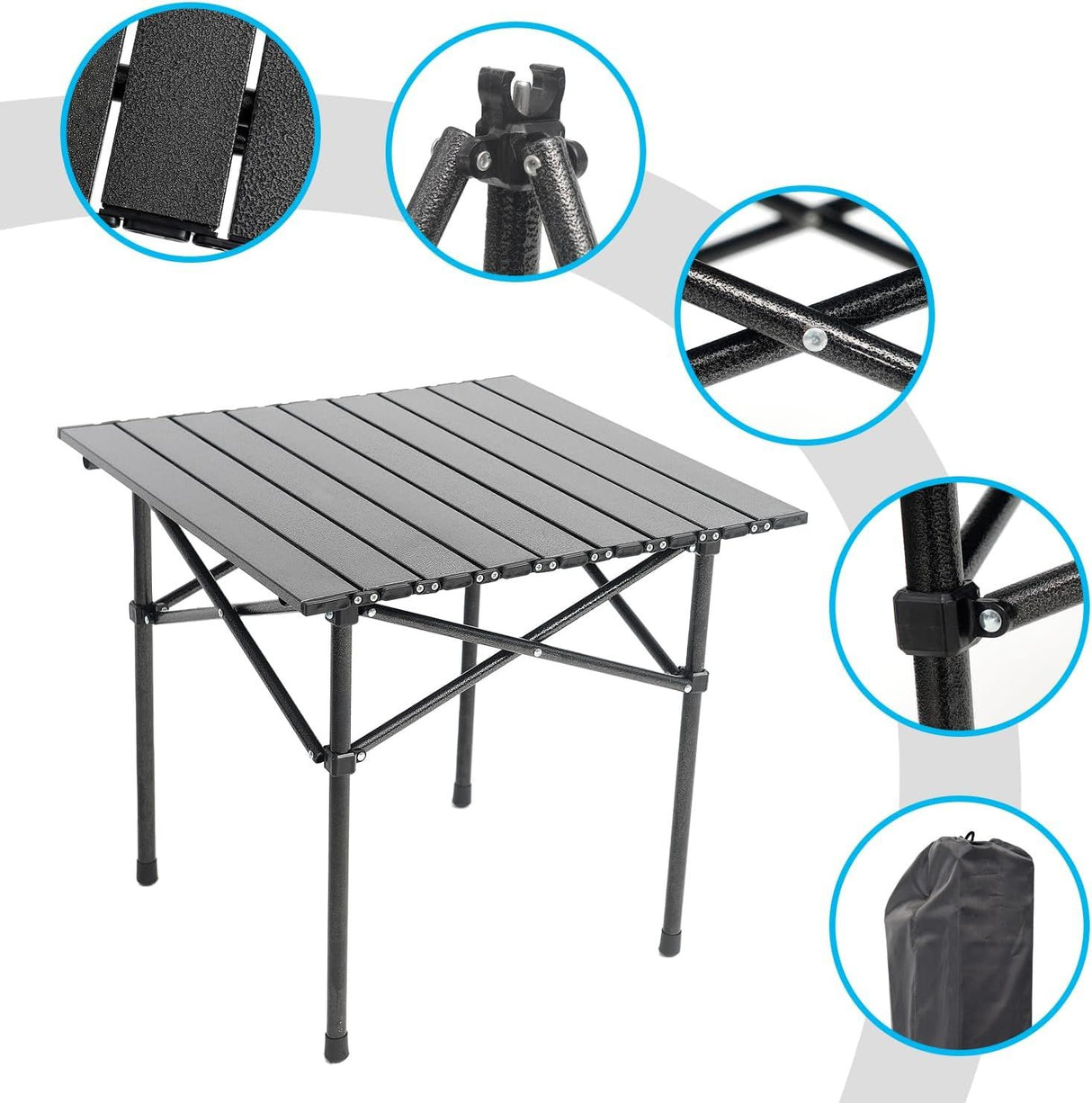 Redbank Aluminium Folding Side Table, Black