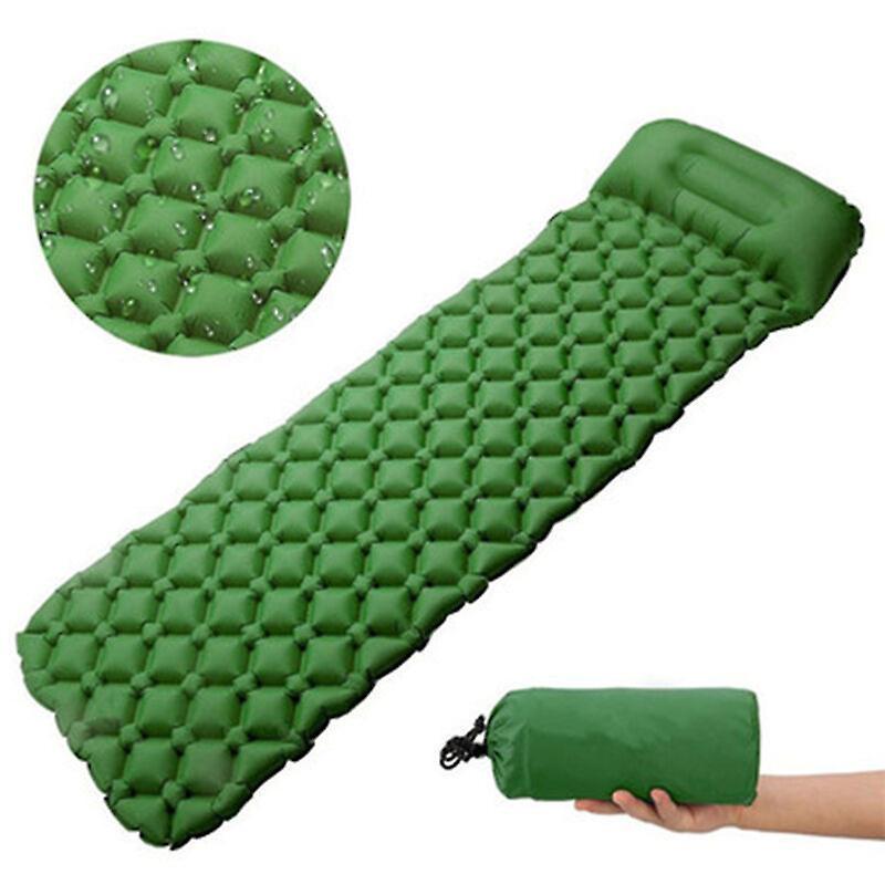 Burgess green nylon inflatable sleeping pad with pillow