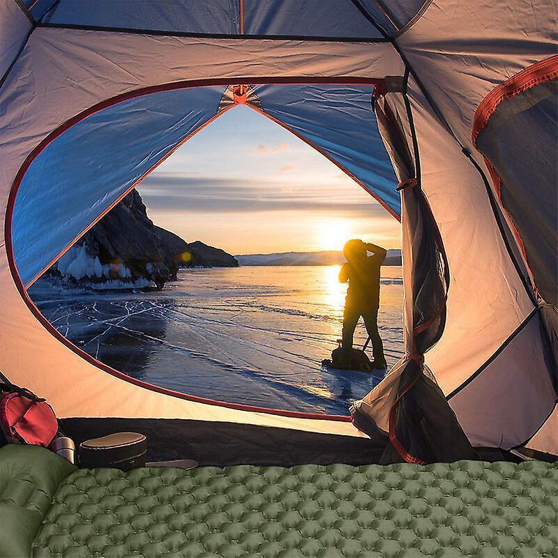 Burgess Sleeping Pad, Ultralight Inflatable with Built In Pillow, Green