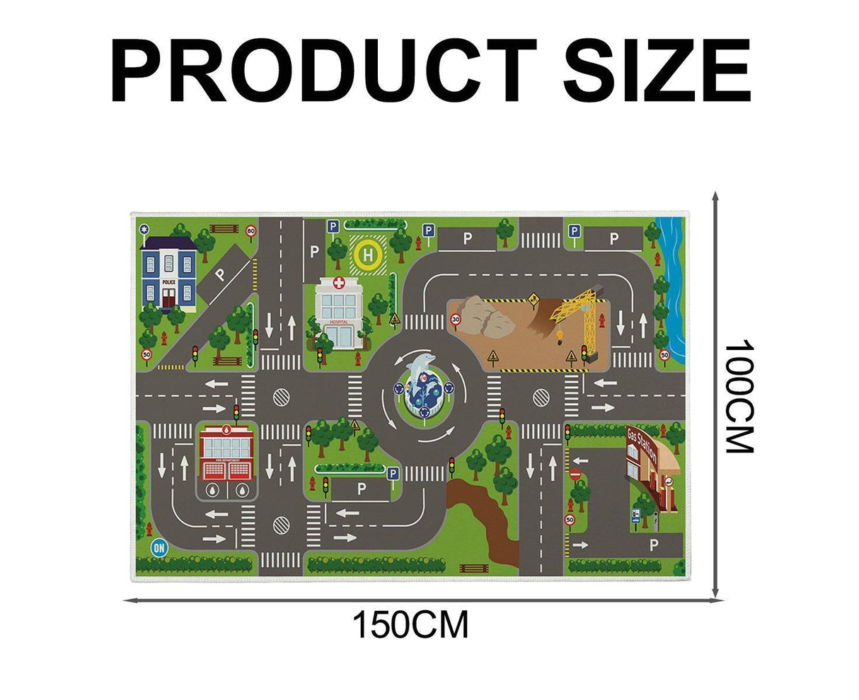 Baby play mat with city road print