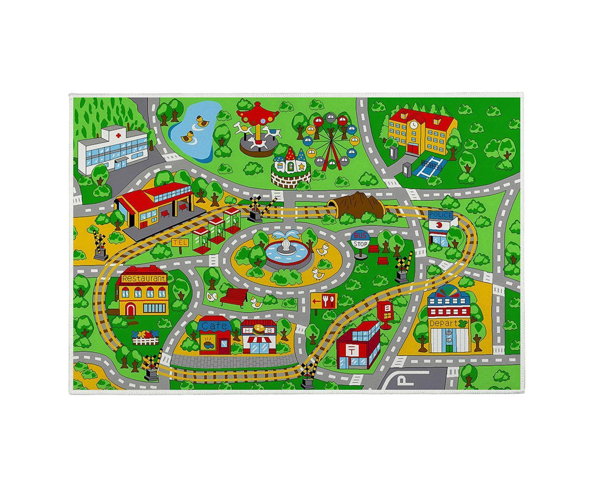 Baby play mat with city road print