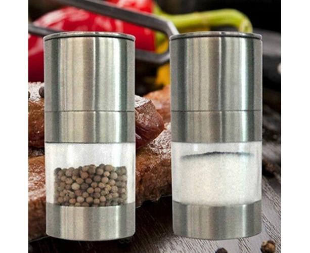 Agrigento Salt or Pepper Mill, Stainless Steel, Portable, 12cm