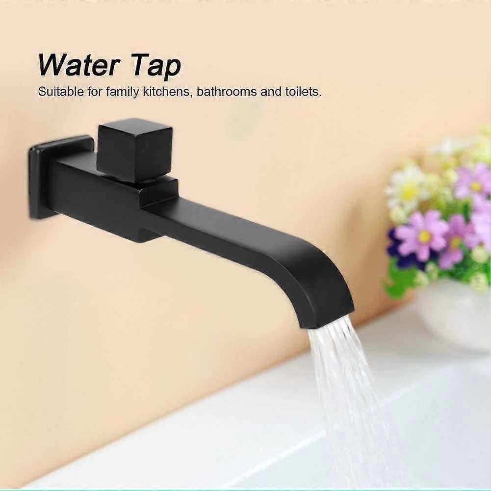 Close up of G1/2 thread inlet connection on matte black wall mounted tap